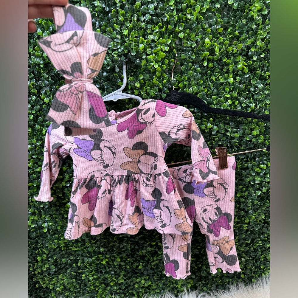 Disney Baby Pink and Purple Outfit 3 piece set nwot